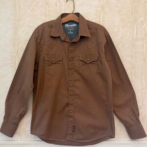 Wrangler Retro Premium Size Med Brown Snap Shirt